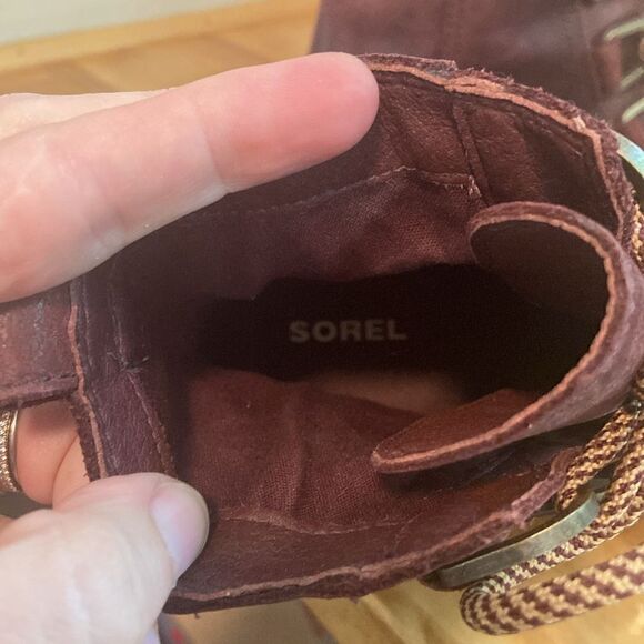 Sorel Redwood Brown Cate Lace Up Waterproof Heeled Bootie Size 6 1/2 - Picture 7 of 8